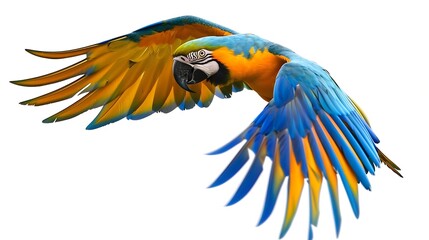 Fototapeta premium Generative AI : Colorful macaw parrot isolated on white background.