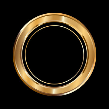 Detailed round golden circle isolated on white background. Gold ring logo. Victory, honorable achievement, quality product, anniversary. Vector illustration