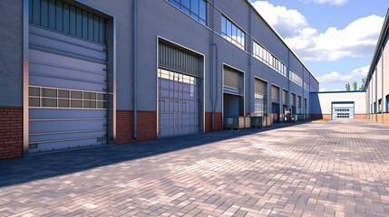 Obraz premium Generative AI : Warehouse or industry building exterior. known as distribution center and retail warehouse. 