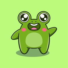 Cute a frog cartoon icon illustration. vector icon concept. Flat cartoon style