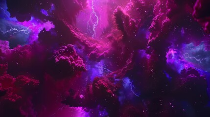  a purple and blue space filled with stars and clouds with a bright light coming from the center of the space in the middle of the center of the image.