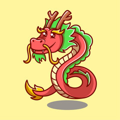 Cute a dragon cartoon icon illustration. vector icon concept. Flat cartoon style