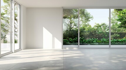 Generative AI : Interior atmosphere minimal style design of empty room show white wall with sliding door