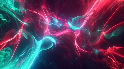 Fototapeta premium 3D Neon Background with Dynamic Shapes Morphing and Shifting Against a Dark Background. Futuristic Neon Art Concept.