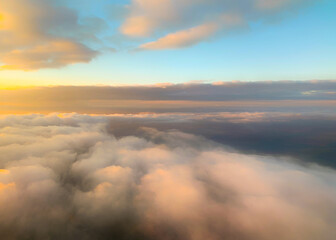 Fototapeta na wymiar Aerial view of clouds at sunrise