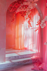 Pink consept backdrop. AI generative