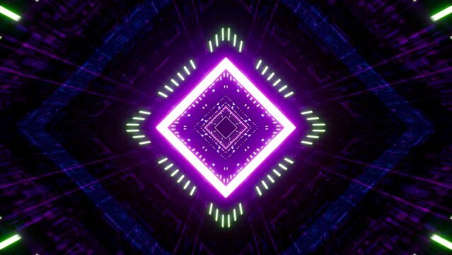 Glow Neon Light Diamond Tunnel Background