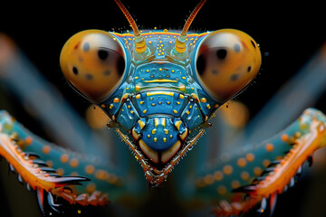 Extreme closeup of a praying mantis