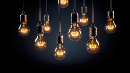 set of electric lamps on a dark wall background. electric lamp. home interior and equipment. lighting in the house