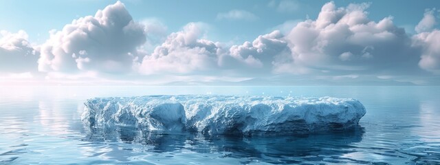 Podium ice water background product snow 3D mountain platform sea. Ice podium water cool cold...