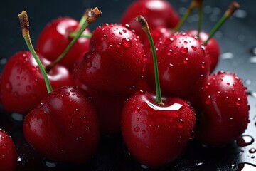 Close up of Fresh red cherries