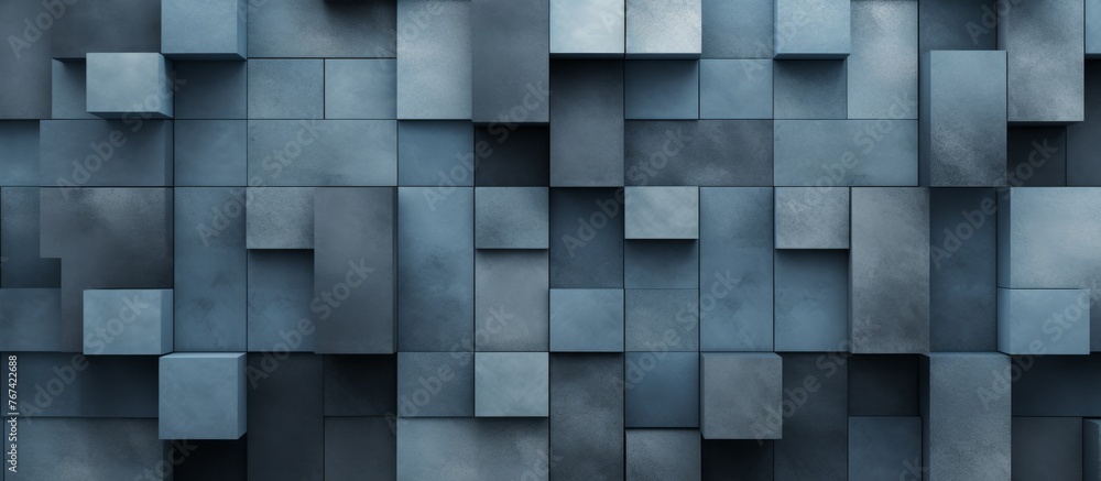 Poster the brick wall is made up of rectangular grey and azure bricks, giving it a unique appearance. it is