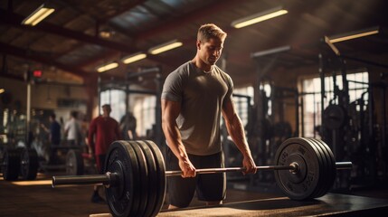 Weightlifting Session at Gym: Intense Moments of Lifting Weights - obrazy, fototapety, plakaty