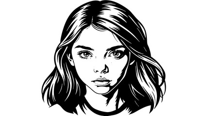 Capturing Teenage Beauty Vector Portrait Drawing of a Girl's Face