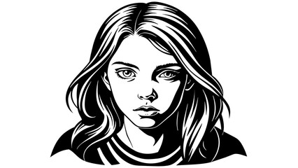 Capturing Teenage Beauty Vector Portrait Drawing of a Girl's Face