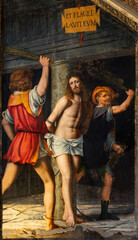 MILAN, ITALY - MARCH 7, 2024: The renaissance painting of Flagellation - Cappella della Passione in...