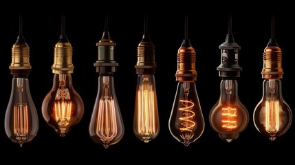  a group of light bulbs that have been turned on with a light bulb turned on with a light bulb turned on with a light bulb turned on. - obrazy, fototapety, plakaty