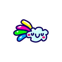 Cloud with rainbow doodle in isolated background