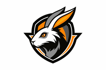  footballclub logo with orange color rabbit head, vector illustration