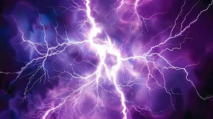  a close up of a lightning storm in the night sky with purple and purple hues and a black background.