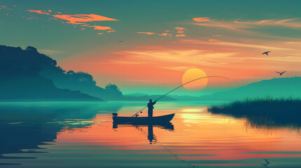 Fishing background, fisherman wallpaper