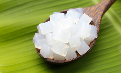 Mini cube coconut gel in syrup,  Thai dessert