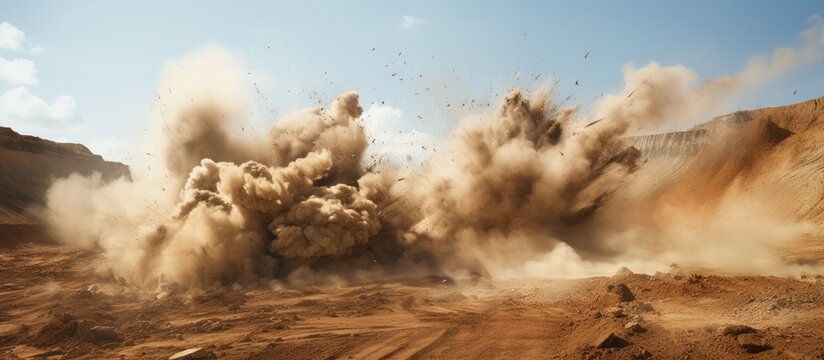A detailed view of a dirt field with a significant amount of dust particles floating in the air