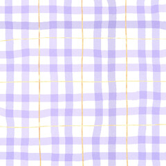 Gold Purple Plaid Hand Drawn Background Overlay