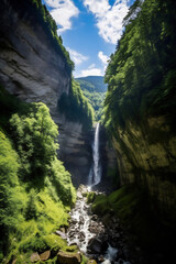Naklejka na ściany i meble Beautiful landscape with mountains in Switzerland.