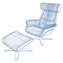 Armchair Easy Chair Vector. Illustration Isolated On White Background. A Vector Illustration Of Elbow Seat Chair Background.