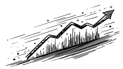 Pfeil Wirtschaft Statistik Illustration Skizze Trading Entwicklung Erfolgreich Ziele Aktien Markt - obrazy, fototapety, plakaty