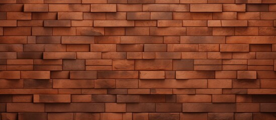 A detailed closeup of a brown brick wall, showcasing the intricate pattern of rectangular bricks in various tints and shades of peach, creating a composite material look