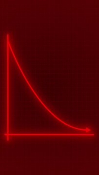Decreasing Red Arrow Line Animated. Loss in Business, Bankruptcy. Vertical Video