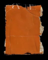 Foto op Canvas empty piece of orange paper with torn edges fixed by transparent sticker, grunge texture, vintage 70s magazine print ad style, ai generated. © Simon