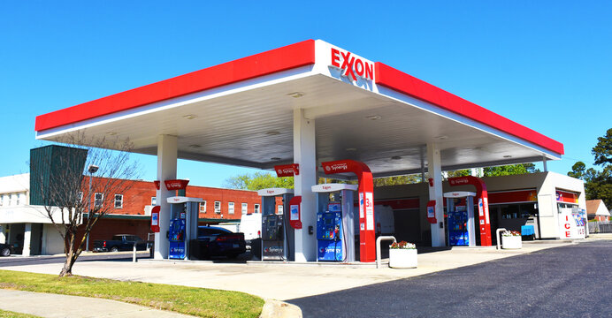Exxon Gas Station in Fayetteville, North Carolina, USA