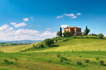 House perched on verdant hillside