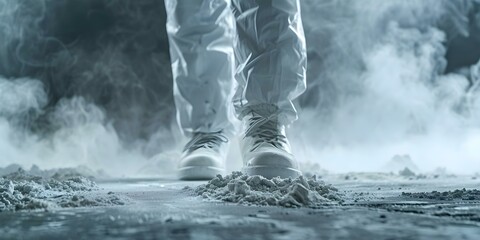 The Health Risks of Asbestos Dust from Roofing and Walls in Buildings. Concept Asbestos Exposure, Health Risks, Roofing Materials, Building Materials, Safety Precautions