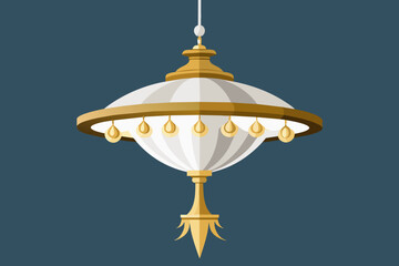 an interior lamp from the French period of the 19th century, white with gold vector illustration 