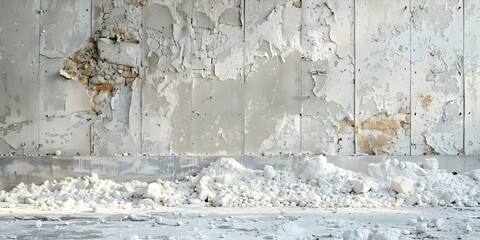 Asbestos in buildings poses health risks due to harmful dust from roofing and walls. Concept Asbestos Exposure, Health Risks, Building Materials, Hazardous Dust, Roofing and Walls - obrazy, fototapety, plakaty