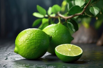 lime on a wooden table