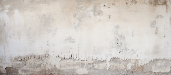 A close up of a white wall with peeling paint resembling a frozen landscape in winter, where liquid...