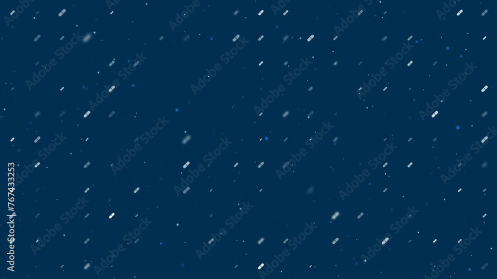 Poster template animation of evenly spaced medical capsule symbols of different sizes and opacity. animatio