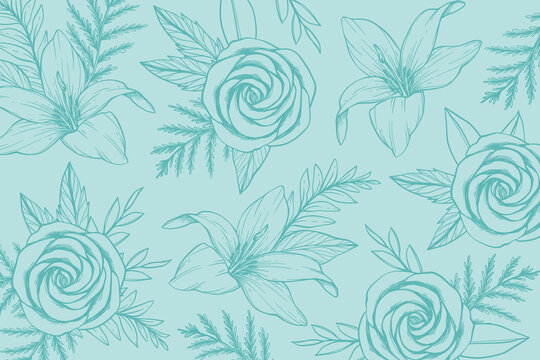 Summer seamless pattern with floral flowers 