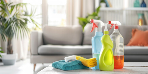 detergents in spray bottles, cleaning, background, washing, sponge, brush, liquid, cleansing, cleaning service, cleanliness, apartment, household