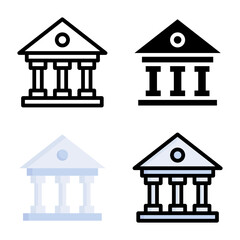 Bank icon set style collection in line, solid, flat, flat line style on white background