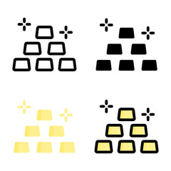 Gold icon set style collection in line, solid, flat, flat line style on white background