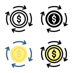 Transfer icon set style collection in line, solid, flat, flat line style on white background