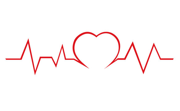 vector illustration red electrocardiogram heartbeat and heart shape