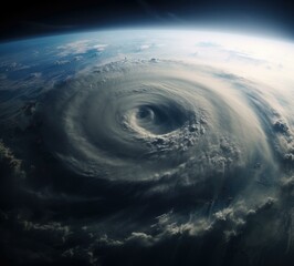 A large hurricane is seen from space. Generative AI.
