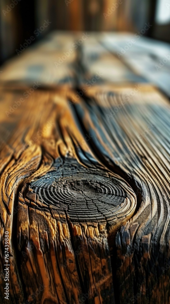 Aufkleber a close up of a wooden table with some on it. generative ai.